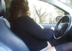 Old woman banging a boy in his car