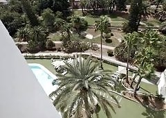 Horny Wife ScottishSweetie Flaunts Curves on Balcony Dropping Towel for Massive 9-In