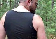 Showing my naked ass in the forest