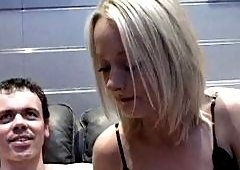 Big Tits Blonde in Lingerie Toys While Getting Pounded
