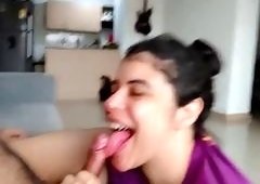 Selena Vega Delivers Risky Balcony Deepthroat Blowjob on Her Guy Kneeling on New Apartment F