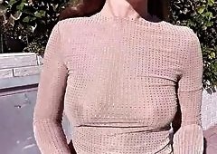 HottPussyTits Braless Tit Flash