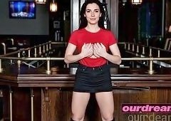 Chubby Bartender in Team Jersey Takes Brutal Pounding on the Bar After Late Night Closing