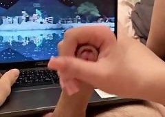 Marshmallow Sweet Jerks Stepbros Big Cock in Long Handjob