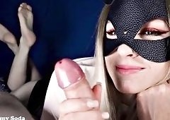 Blonde Performer Swallows Cum While Maintaining Eye Contact