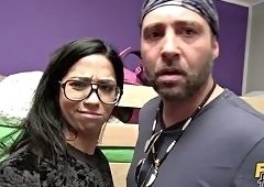 Big Butt Brunette Threesome POV