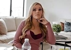 Blonde Kali Lures Him into Sneaky Girl-on-Girl Cunnilingus