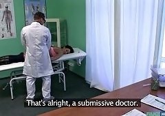 Horny Patient Clair Brooks Gobbles Doctor Steve Qs Big Cock in Fake Hospital Clinic Before Taking